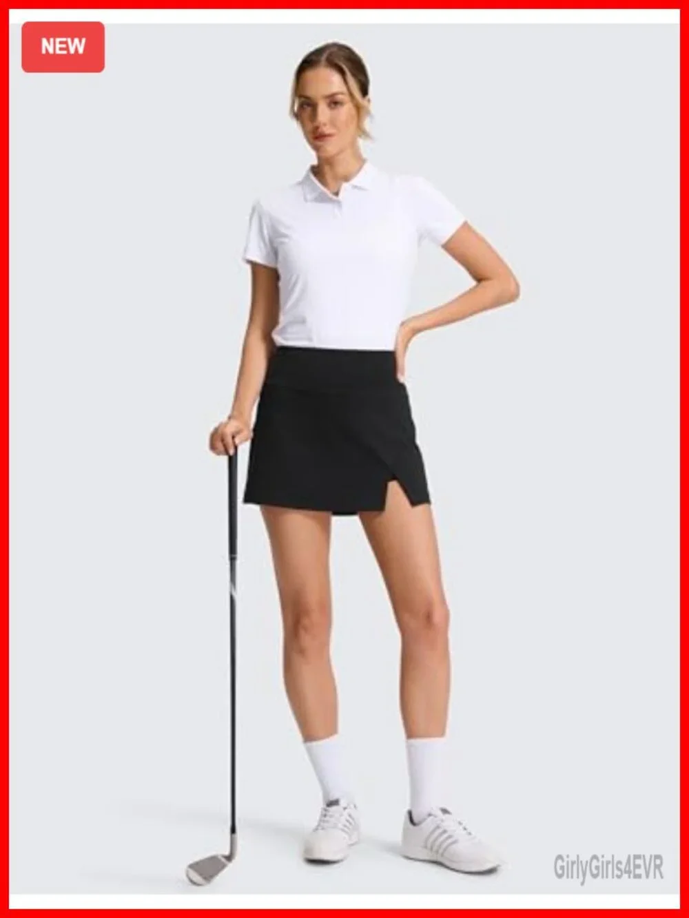High Waisted Front Slit Golf Skort with Built-in Shorts & Pockets, Buttery